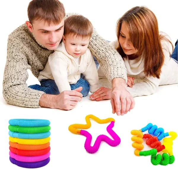 "8-Pack Large Pop Tubes: Sensory Fidget Toys for Stress & Anxiety Relief – Fun, Stretchy Learning Tubes for Kids, Toddlers, and Adults!"