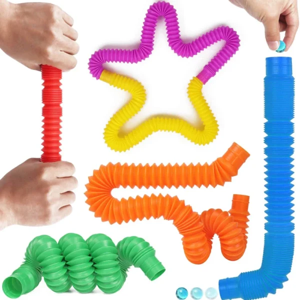 "8-Pack Large Pop Tubes: Sensory Fidget Toys for Stress & Anxiety Relief – Fun, Stretchy Learning Tubes for Kids, Toddlers, and Adults!"