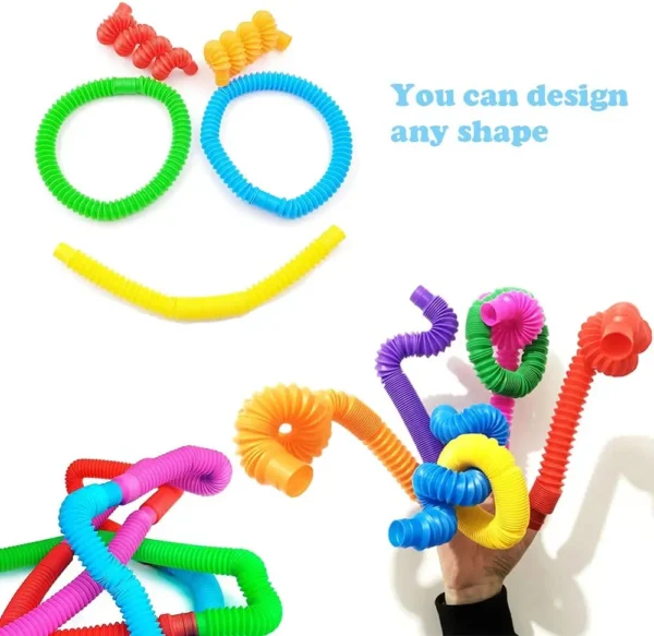"8-Pack Large Pop Tubes: Sensory Fidget Toys for Stress & Anxiety Relief – Fun, Stretchy Learning Tubes for Kids, Toddlers, and Adults!"